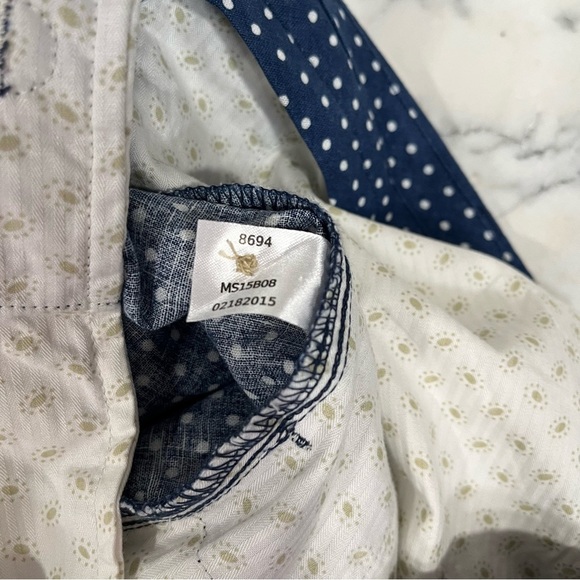 Peter Millar Blue Polka Dot Shorts 9” Linen Cotton Blend Flat Front Size 35 - Picture 7 of 7